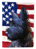 Skye Terrier Dog American Flag House Flag 28x40 Porch Sleeve Pole Decorative Outside Yard Banner Artwork Wall Hanging, Polyester