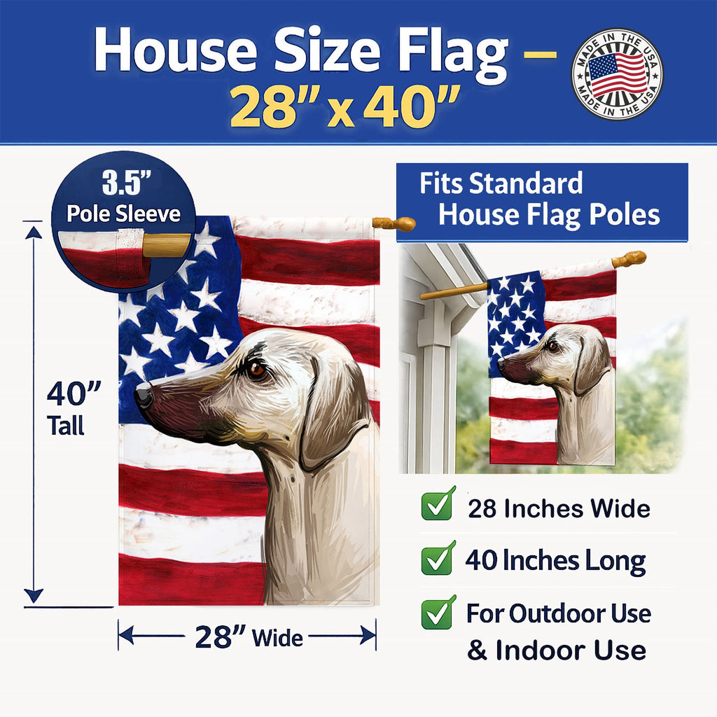 Sloughi Dog American Flag House Flag 28x40 Porch Sleeve Pole Decorative Outside Yard Banner Artwork Wall Hanging, Polyester