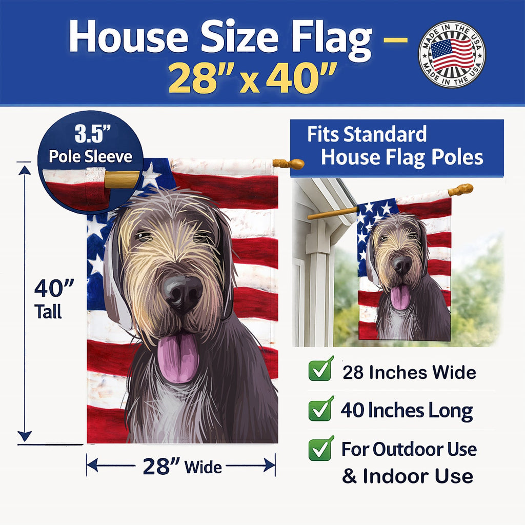 Slovak Rough-haired Pointer American Flag House Flag 28x40 Porch Sleeve Pole Decorative Outside Yard Banner Artwork Wall Hanging, Polyester