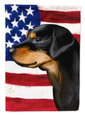 Smaland Hound Dog American Flag House Flag 28x40 Porch Sleeve Pole Decorative Outside Yard Banner Artwork Wall Hanging, Polyester