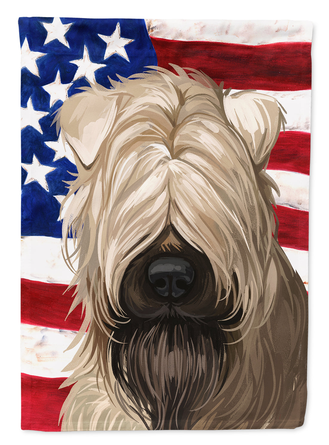 Soft-Coated Wheaten Terrier American Flag House Flag 28x40 Porch Sleeve Pole Decorative Outside Yard Banner Artwork Wall Hanging, Polyester