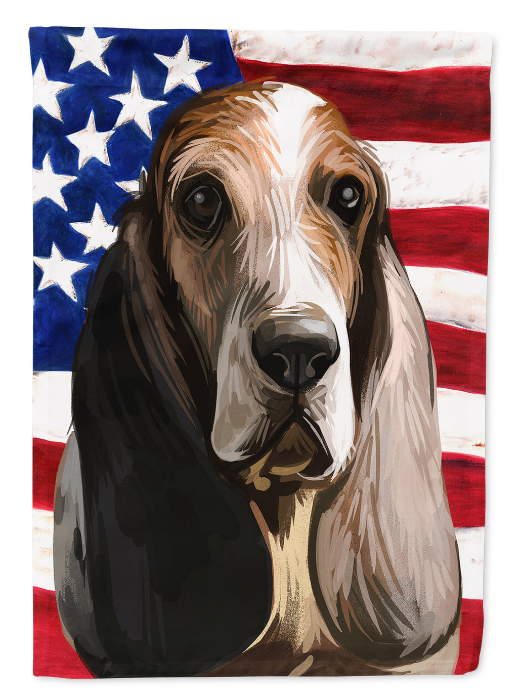 Southern Hound Dog American Flag House Flag 28x40 Porch Sleeve Pole Decorative Outside Yard Banner Artwork Wall Hanging, Polyester