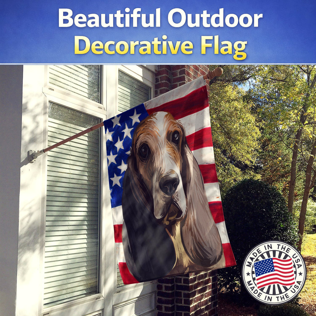 Southern Hound Dog American Flag House Flag 28x40 Porch Sleeve Pole Decorative Outside Yard Banner Artwork Wall Hanging, Polyester