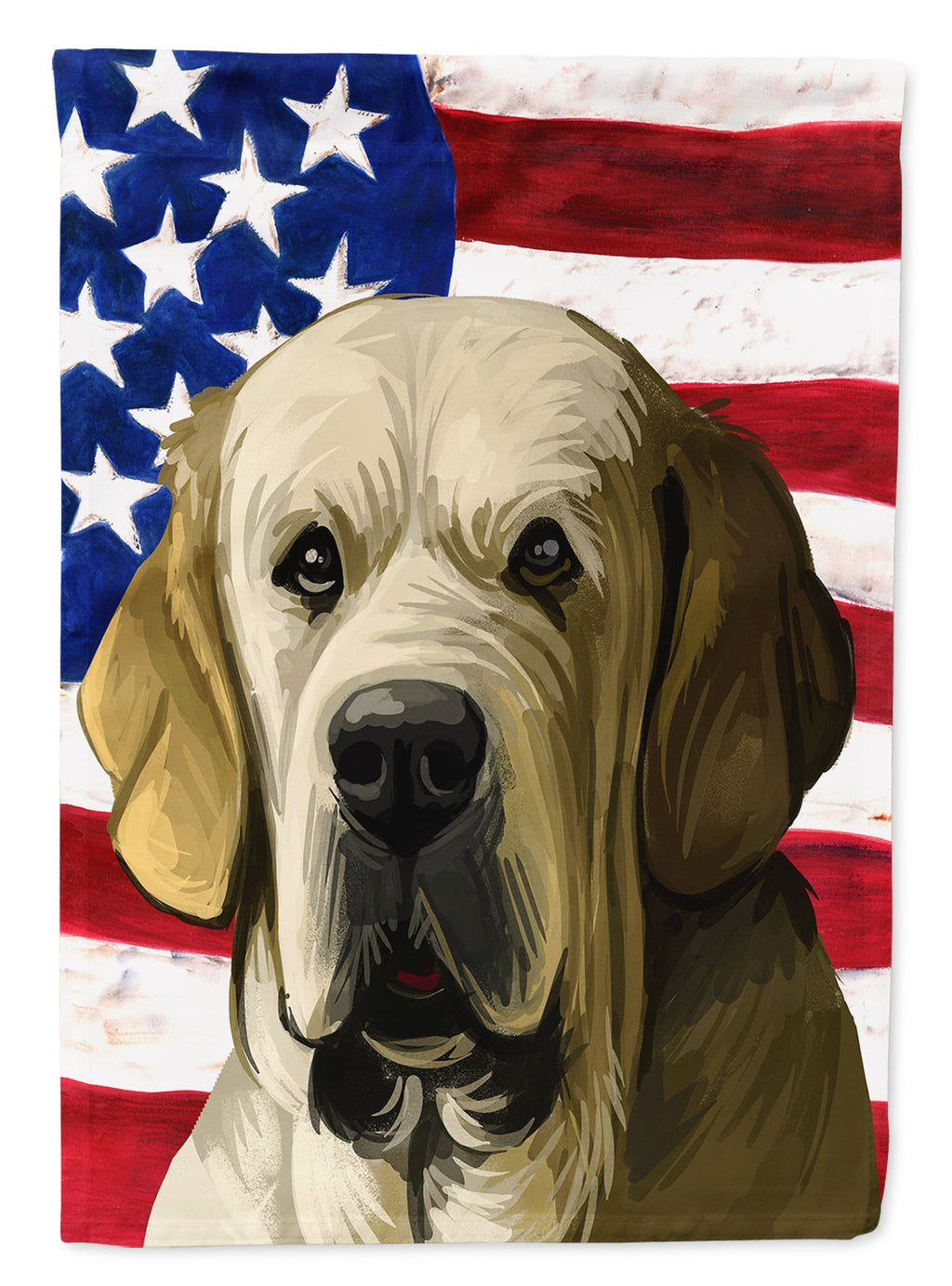 Spanish Mastiff Dog American Flag House Flag 28x40 Porch Sleeve Pole Decorative Outside Yard Banner Artwork Wall Hanging, Polyester