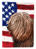 Spanish Water Dog American Flag House Flag 28x40 Porch Sleeve Pole Decorative Outside Yard Banner Artwork Wall Hanging, Polyester