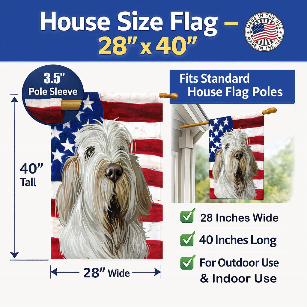 Spinone Italiano Dog American Flag House Flag 28x40 Porch Sleeve Pole Decorative Outside Yard Banner Artwork Wall Hanging, Polyester