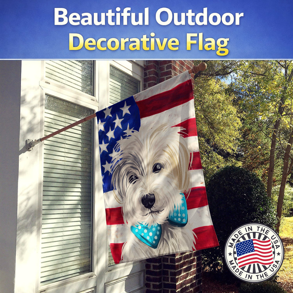 Sporting Lucas Terrier American Flag House Flag 28x40 Porch Sleeve Pole Decorative Outside Yard Banner Artwork Wall Hanging, Polyester