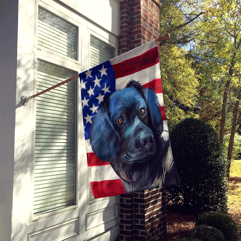 Stabyhoun Dog American Flag House Flag 28x40 Porch Sleeve Pole Decorative Outside Yard Banner Artwork Wall Hanging, Polyester
