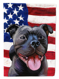 Staffordshire Bull Terrier American Flag House Flag 28x40 Porch Sleeve Pole Decorative Outside Yard Banner Artwork Wall Hanging, Polyester