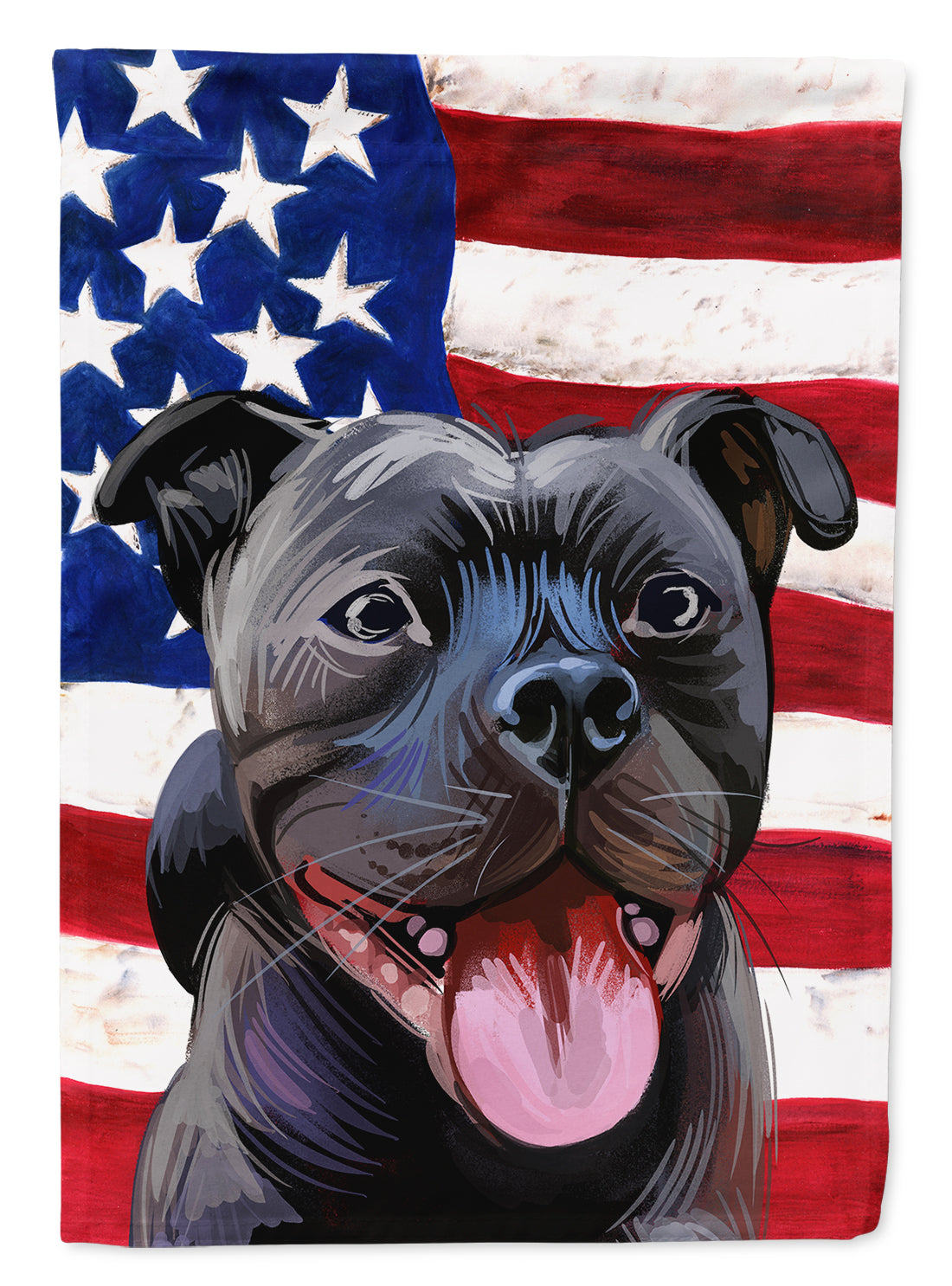 Staffordshire Bull Terrier American Flag House Flag 28x40 Porch Sleeve Pole Decorative Outside Yard Banner Artwork Wall Hanging, Polyester