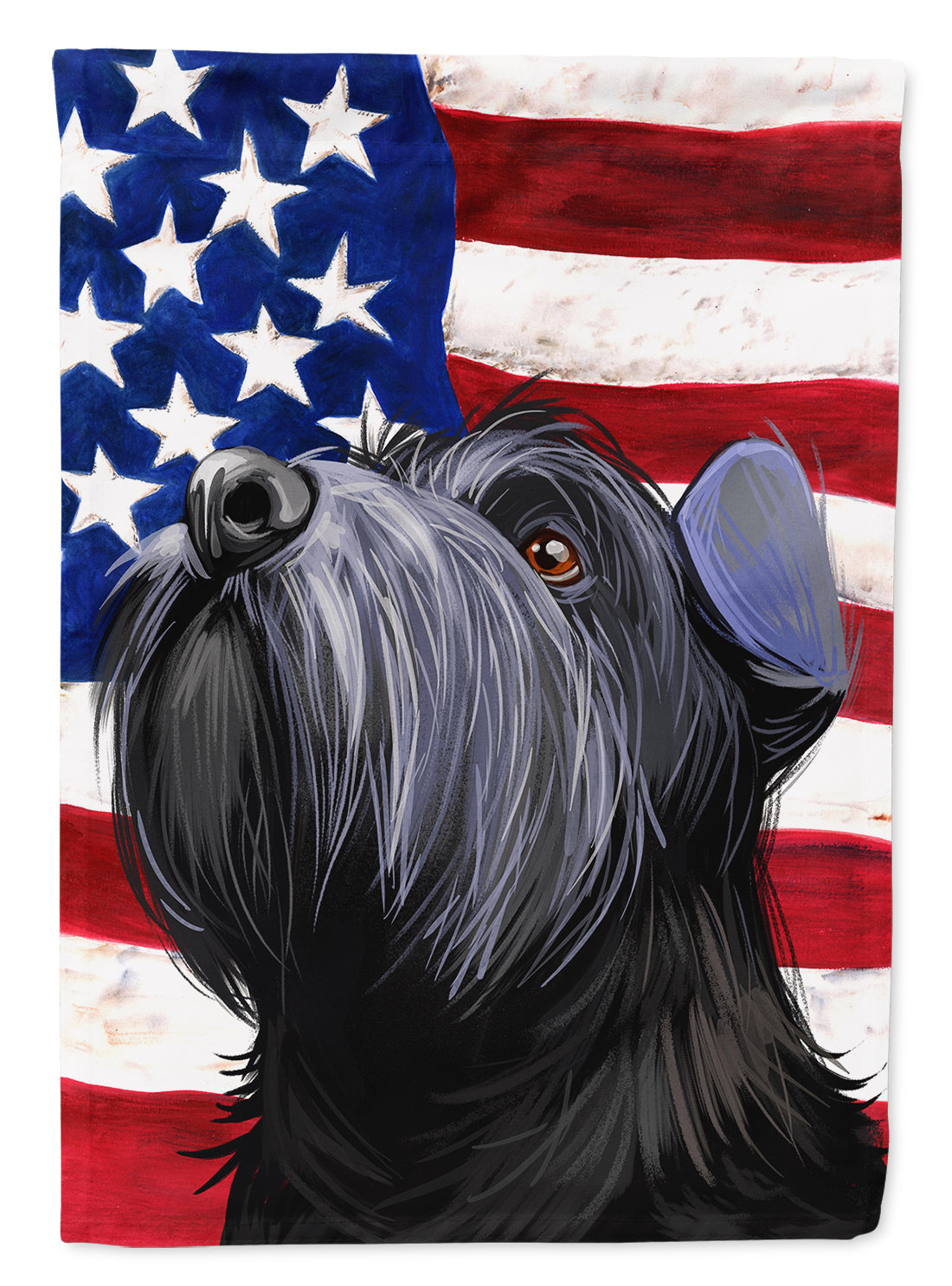 Standard Schnauzer Black American Flag House Flag 28x40 Porch Sleeve Pole Decorative Outside Yard Banner Artwork Wall Hanging, Polyester