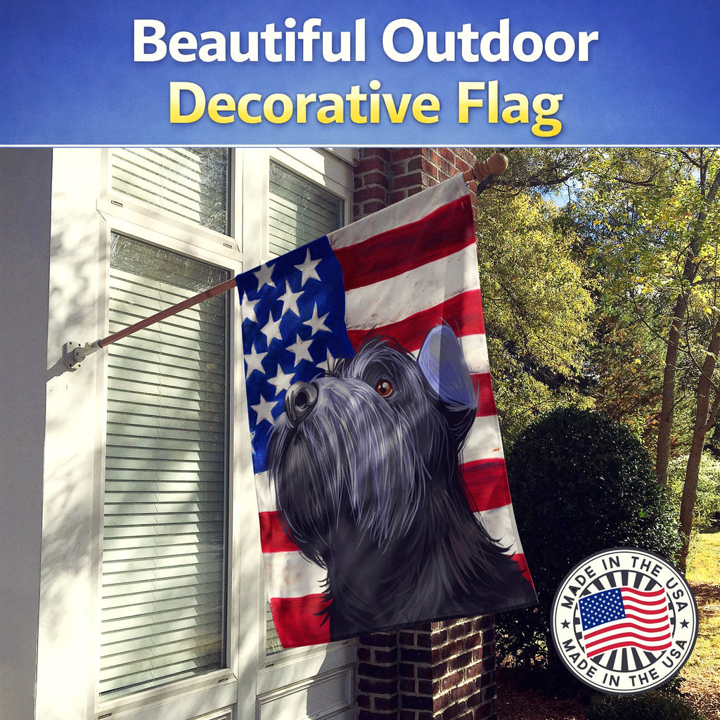 Standard Schnauzer Black American Flag House Flag 28x40 Porch Sleeve Pole Decorative Outside Yard Banner Artwork Wall Hanging, Polyester
