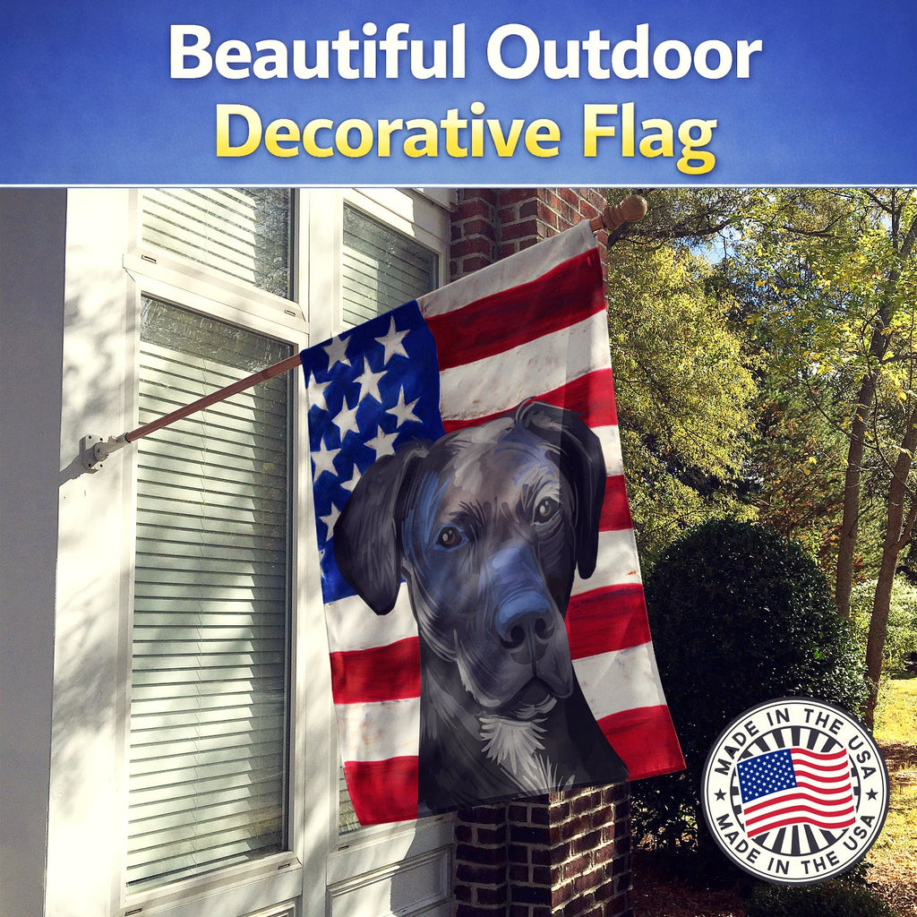 Stephens Cur Dog American Flag House Flag 28x40 Porch Sleeve Pole Decorative Outside Yard Banner Artwork Wall Hanging, Polyester