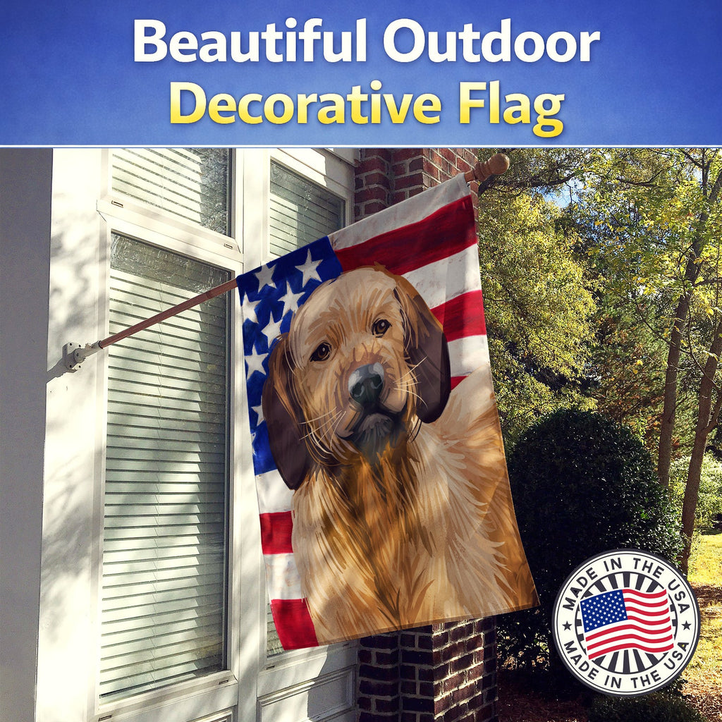 Styrian Coarse-haired Hound American Flag House Flag 28x40 Porch Sleeve Pole Decorative Outside Yard Banner Artwork Wall Hanging, Polyester