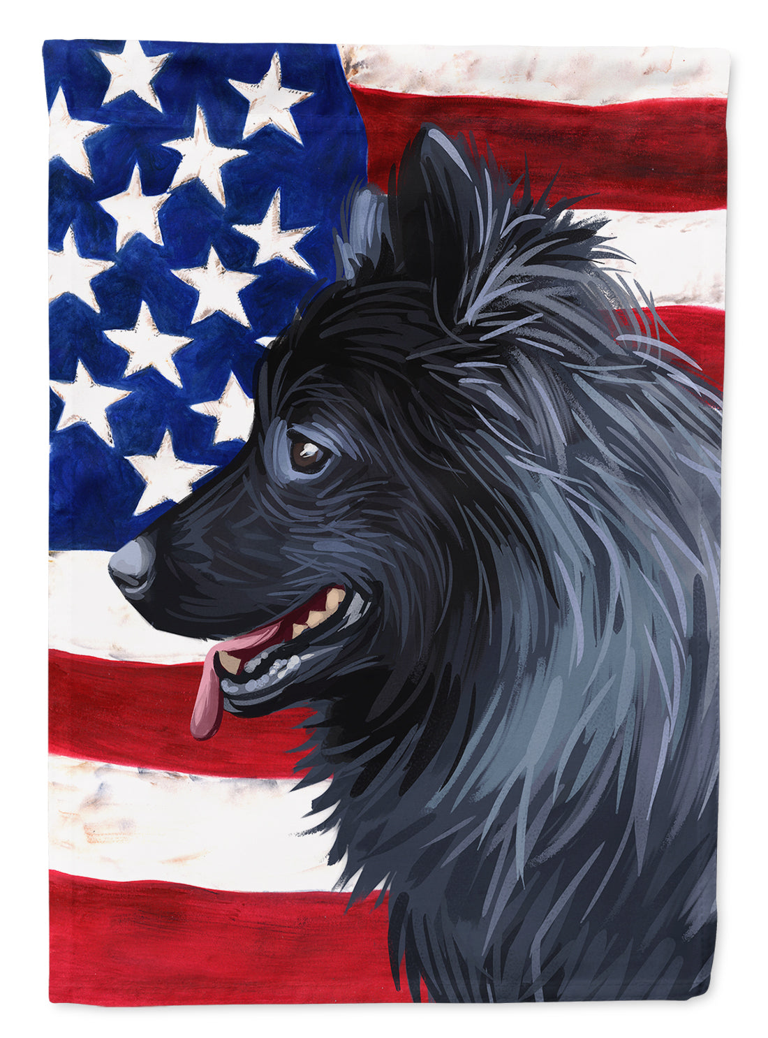 Swedish Lapphund Dog American Flag House Flag 28x40 Porch Sleeve Pole Decorative Outside Yard Banner Artwork Wall Hanging, Polyester