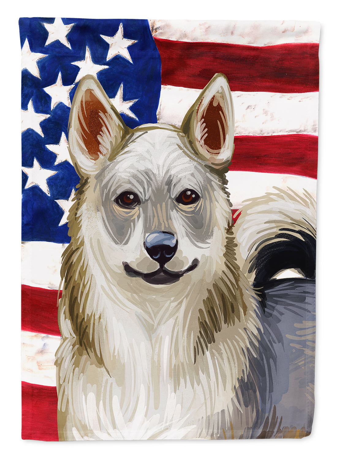 Swedish Vallhund Dog American Flag House Flag 28x40 Porch Sleeve Pole Decorative Outside Yard Banner Artwork Wall Hanging, Polyester