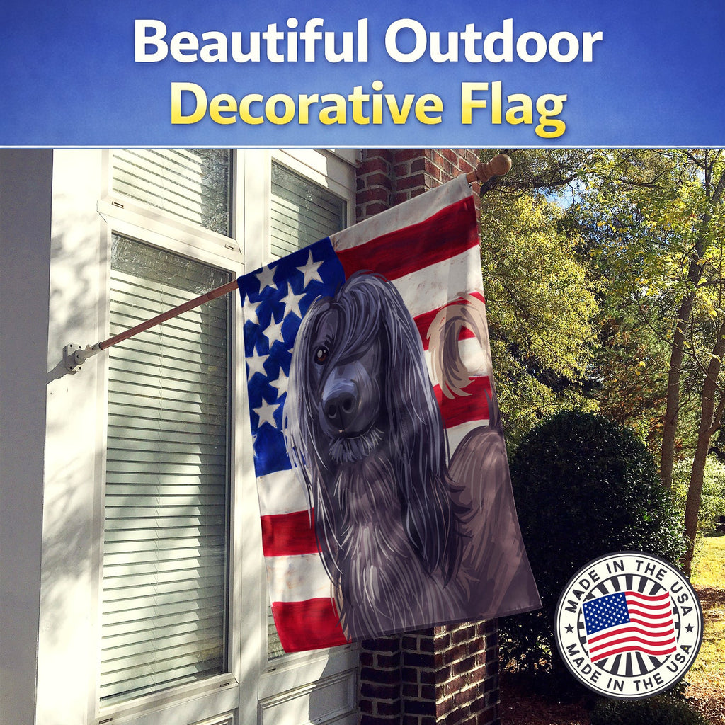 Taigan Dog American Flag House Flag 28x40 Porch Sleeve Pole Decorative Outside Yard Banner Artwork Wall Hanging, Polyester