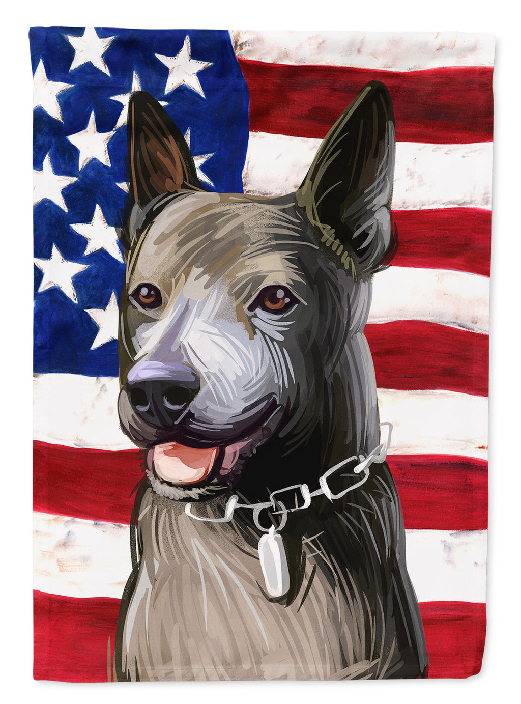 Taiwan Dog American Flag House Flag 28x40 Porch Sleeve Pole Decorative Outside Yard Banner Artwork Wall Hanging, Polyester