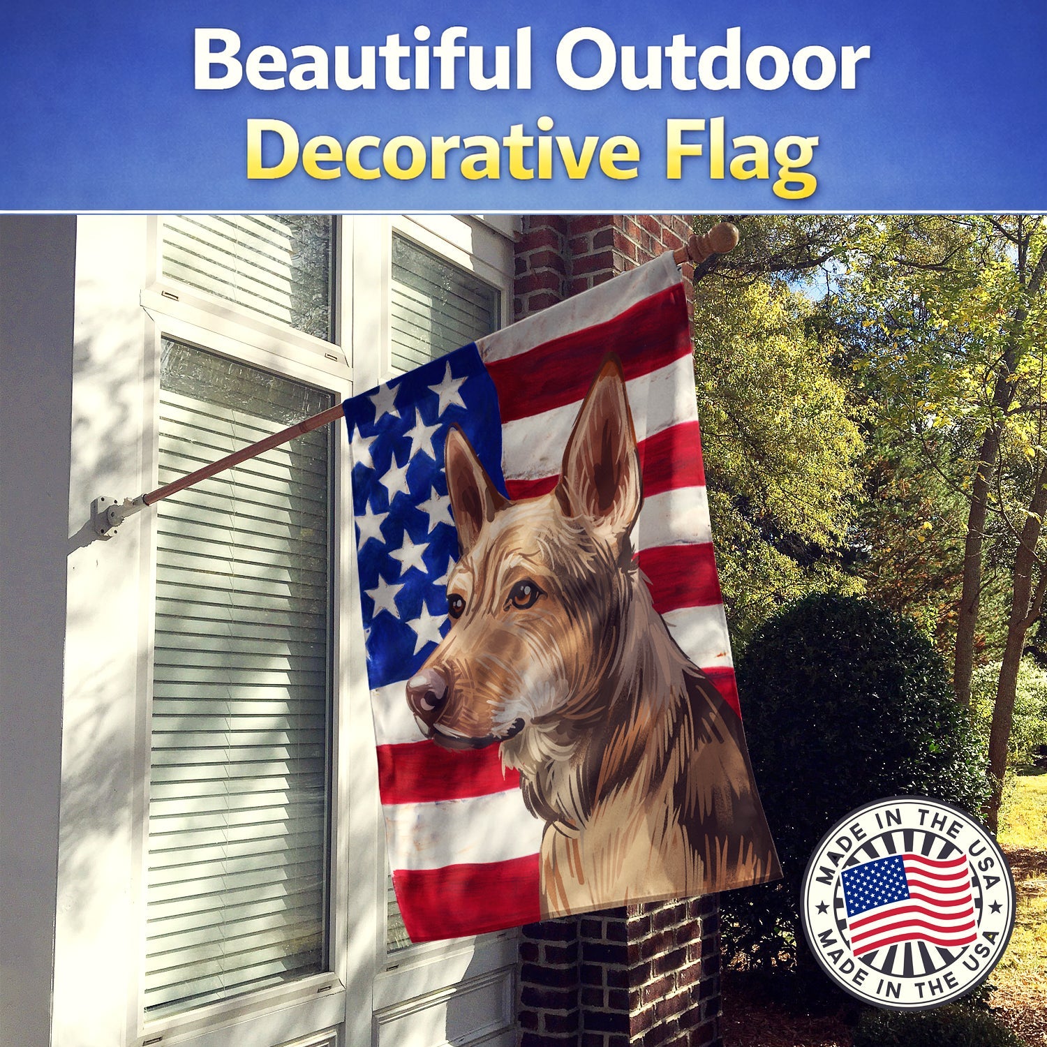 Telomian American Flag House Flag 28x40 Porch Sleeve Pole Decorative Outside Yard Banner Artwork Wall Hanging, Polyester