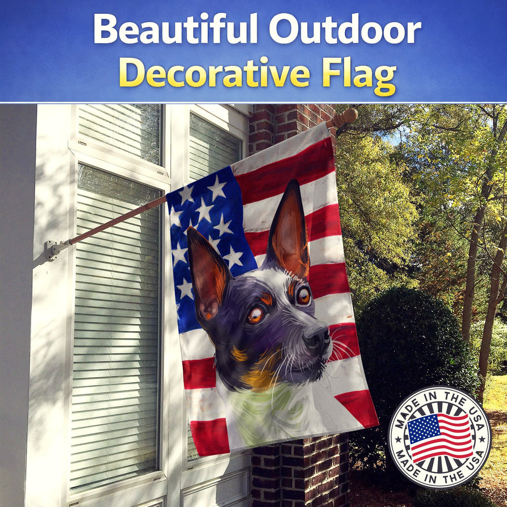 Tenterfield Terrier American Flag House Flag 28x40 Porch Sleeve Pole Decorative Outside Yard Banner Artwork Wall Hanging, Polyester