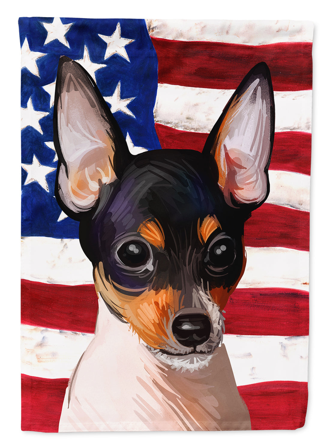Toy Fox Terrier American Flag House Flag 28x40 Porch Sleeve Pole Decorative Outside Yard Banner Artwork Wall Hanging, Polyester