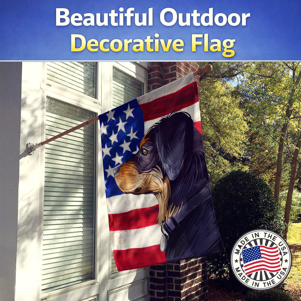 Transylvanian Hound American Flag House Flag 28x40 Porch Sleeve Pole Decorative Outside Yard Banner Artwork Wall Hanging, Polyester