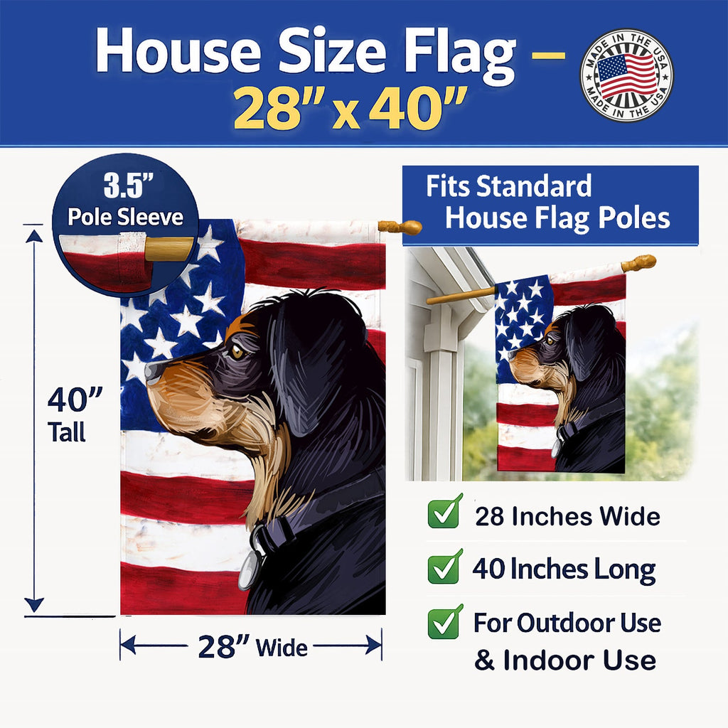 Transylvanian Hound American Flag House Flag 28x40 Porch Sleeve Pole Decorative Outside Yard Banner Artwork Wall Hanging, Polyester
