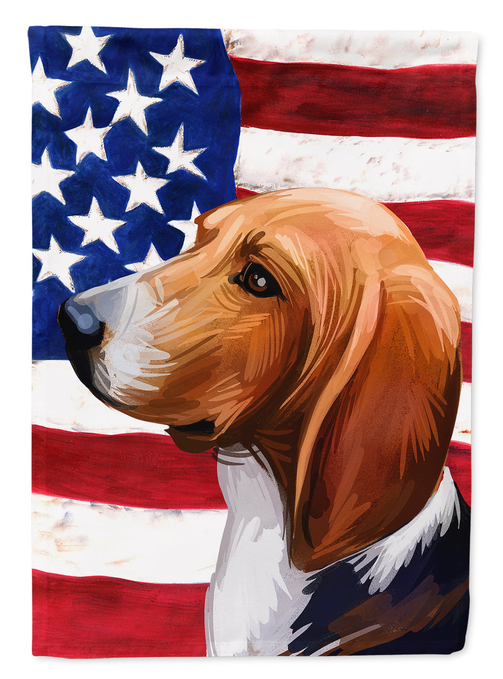Treeing Walker Coonhound American Flag House Flag 28x40 Porch Sleeve Pole Decorative Outside Yard Banner Artwork Wall Hanging, Polyester