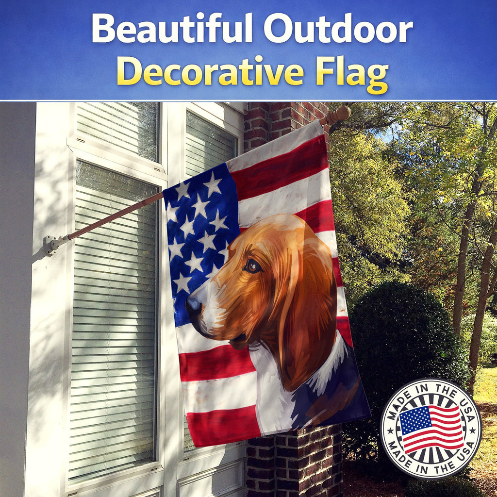 Treeing Walker Coonhound American Flag House Flag 28x40 Porch Sleeve Pole Decorative Outside Yard Banner Artwork Wall Hanging, Polyester