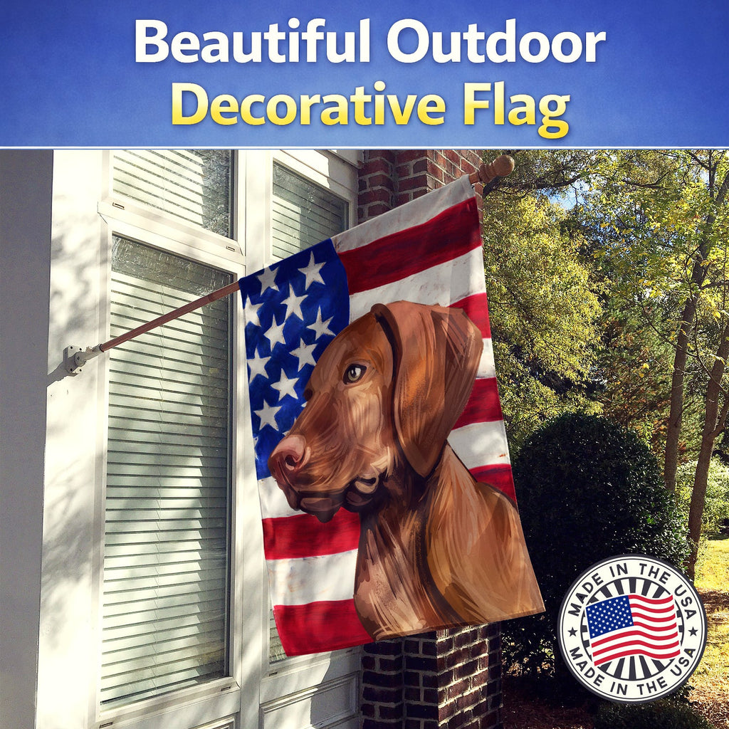 Vizsla American Flag House Flag 28x40 Porch Sleeve Pole Decorative Outside Yard Banner Artwork Wall Hanging, Polyester
