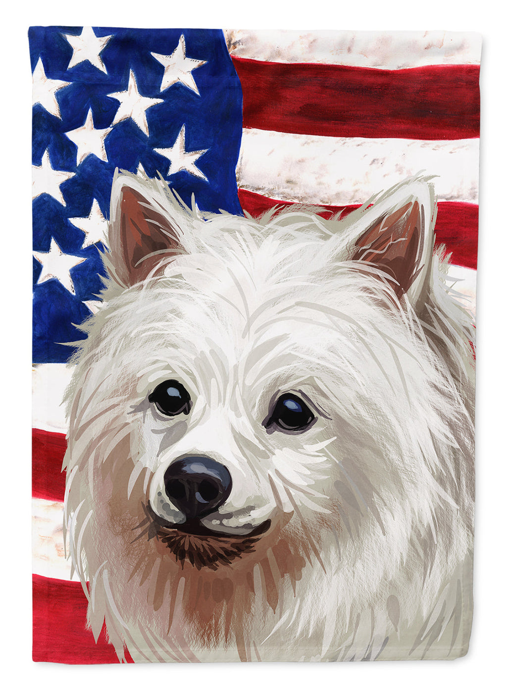 Volpino Italiano American Flag House Flag 28x40 Porch Sleeve Pole Decorative Outside Yard Banner Artwork Wall Hanging, Polyester