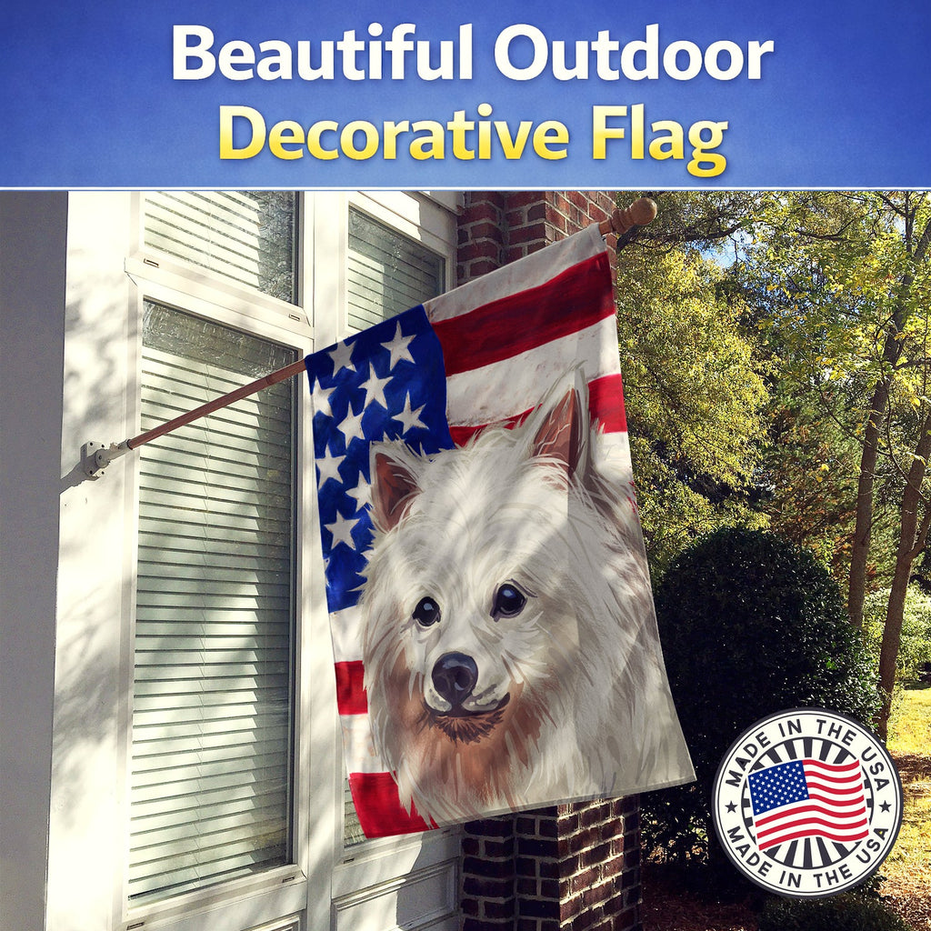 Volpino Italiano American Flag House Flag 28x40 Porch Sleeve Pole Decorative Outside Yard Banner Artwork Wall Hanging, Polyester