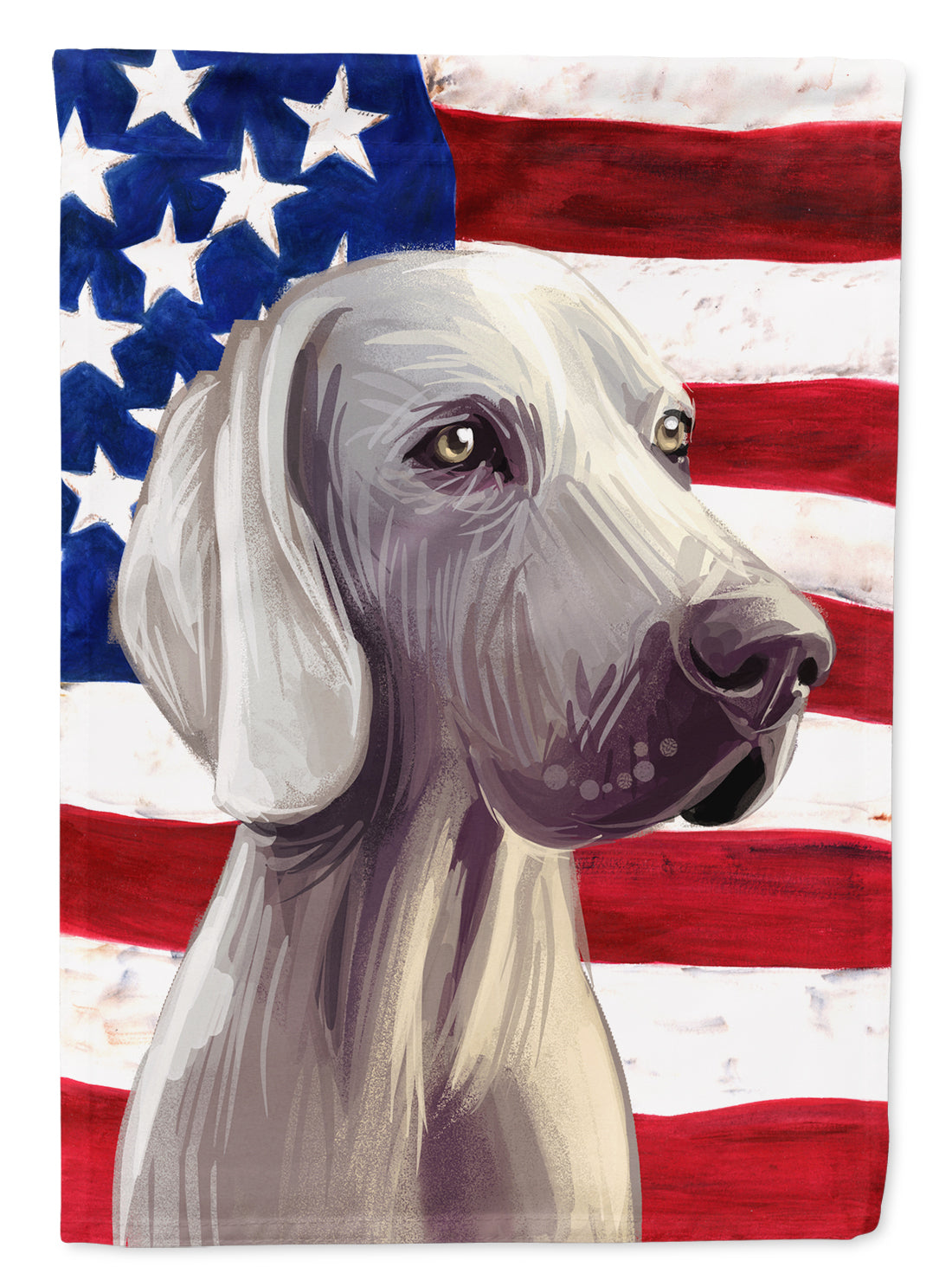 Weimaraner American Flag House Flag 28x40 Porch Sleeve Pole Decorative Outside Yard Banner Artwork Wall Hanging, Polyester