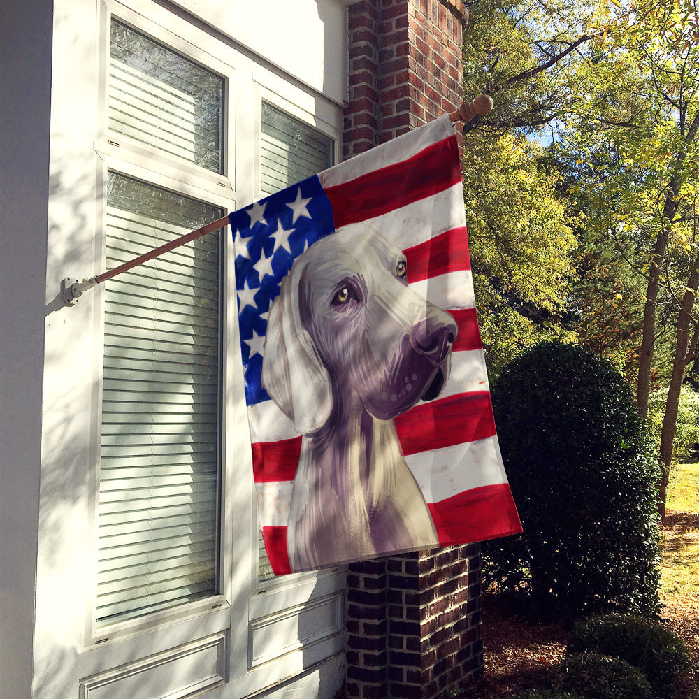 Weimaraner American Flag House Flag 28x40 Porch Sleeve Pole Decorative Outside Yard Banner Artwork Wall Hanging, Polyester