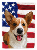 Cardigan Welsh Corgi American Flag House Flag 28x40 Porch Sleeve Pole Decorative Outside Yard Banner Artwork Wall Hanging, Polyester