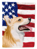 Pembroke Welsh Corgi American Flag House Flag 28x40 Porch Sleeve Pole Decorative Outside Yard Banner Artwork Wall Hanging, Polyester