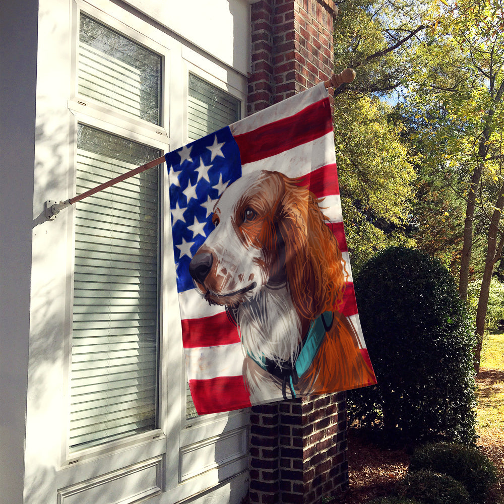 Welsh Springer Spaniel American Flag House Flag 28x40 Porch Sleeve Pole Decorative Outside Yard Banner Artwork Wall Hanging, Polyester