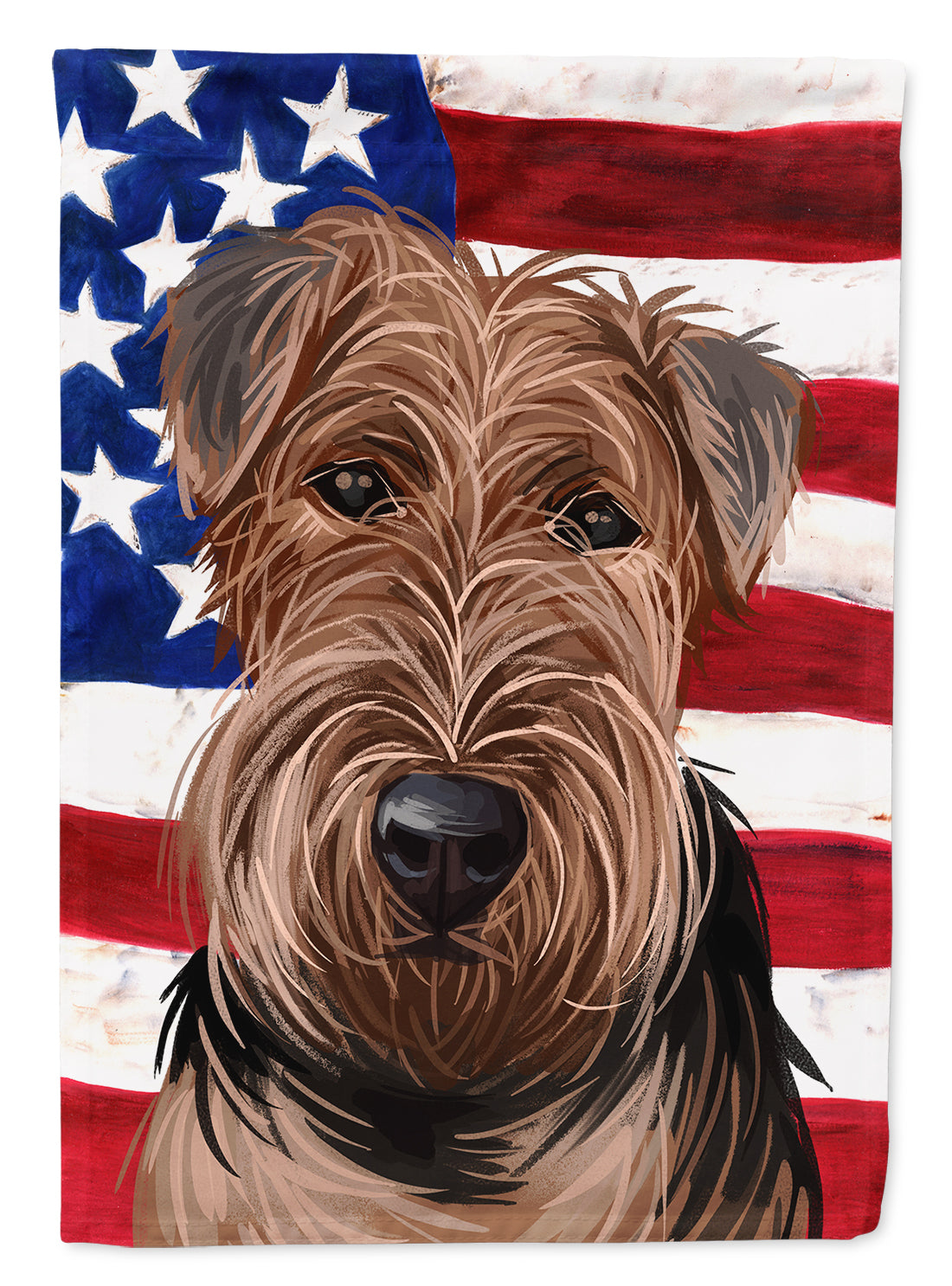 Welsh Terrier American Flag House Flag 28x40 Porch Sleeve Pole Decorative Outside Yard Banner Artwork Wall Hanging, Polyester