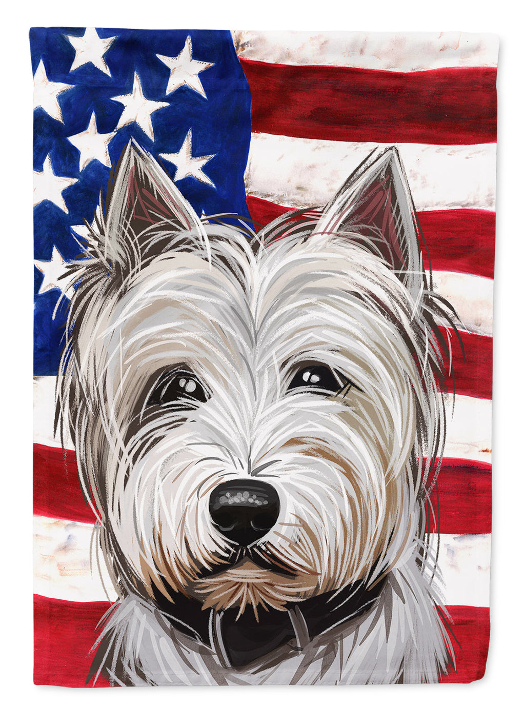West Highland White Terrier American Flag House Flag 28x40 Porch Sleeve Pole Decorative Outside Yard Banner Artwork Wall Hanging, Polyester