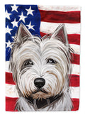 West Highland White Terrier American Flag House Flag 28x40 Porch Sleeve Pole Decorative Outside Yard Banner Artwork Wall Hanging, Polyester