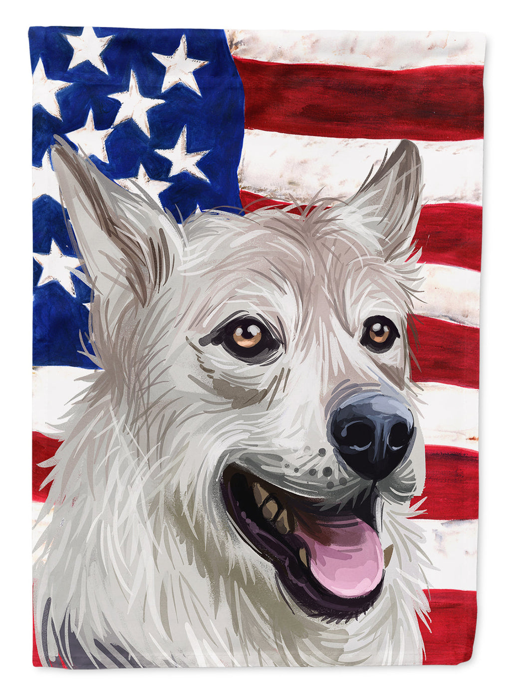 West Siberian Laika American Flag House Flag 28x40 Porch Sleeve Pole Decorative Outside Yard Banner Artwork Wall Hanging, Polyester