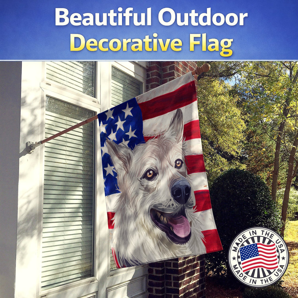 West Siberian Laika American Flag House Flag 28x40 Porch Sleeve Pole Decorative Outside Yard Banner Artwork Wall Hanging, Polyester