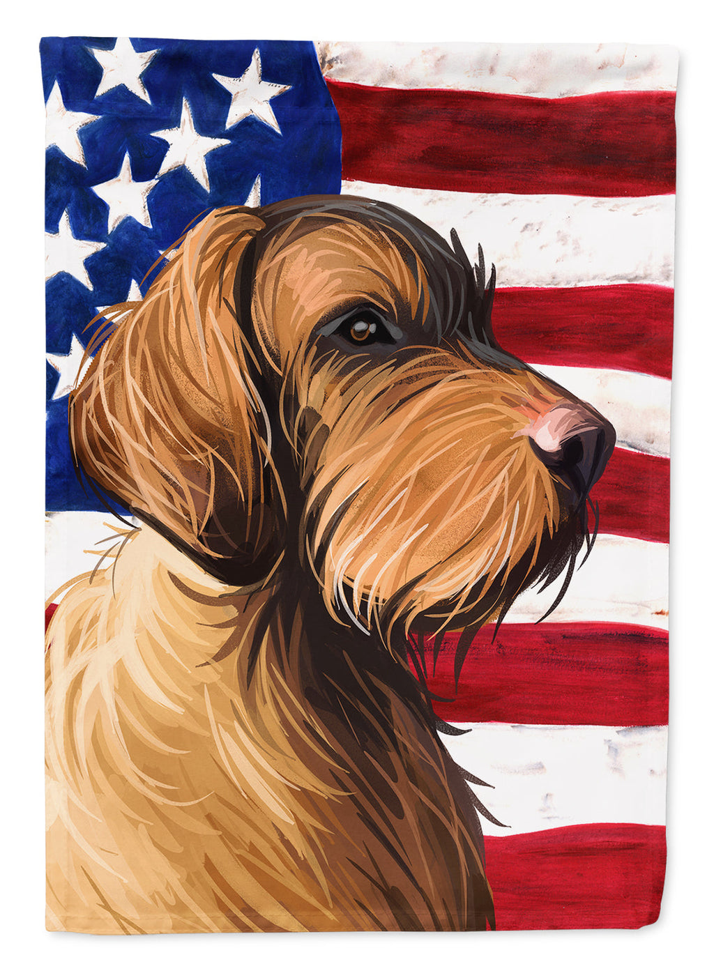Wirehaired Vizsla American Flag House Flag 28x40 Porch Sleeve Pole Decorative Outside Yard Banner Artwork Wall Hanging, Polyester
