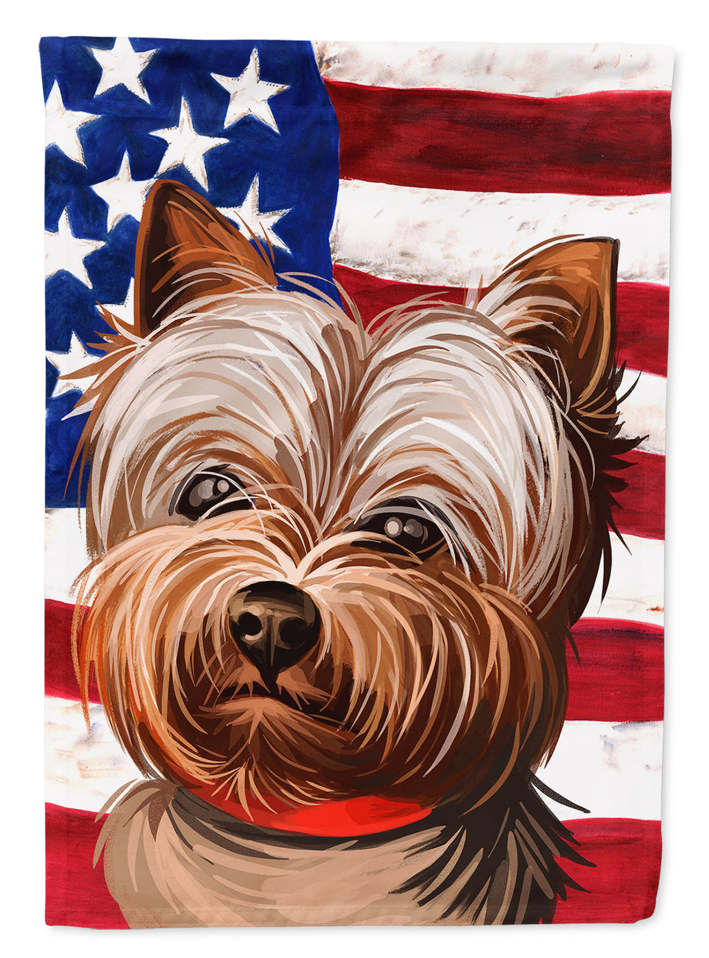 Yorkshire Terrier American Flag House Flag 28x40 Porch Sleeve Pole Decorative Outside Yard Banner Artwork Wall Hanging, Polyester