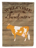 Guernsey Cow Welcome House Flag 28x40 Porch Sleeve Pole Decorative Outside Yard Banner Artwork Wall Hanging, Polyester