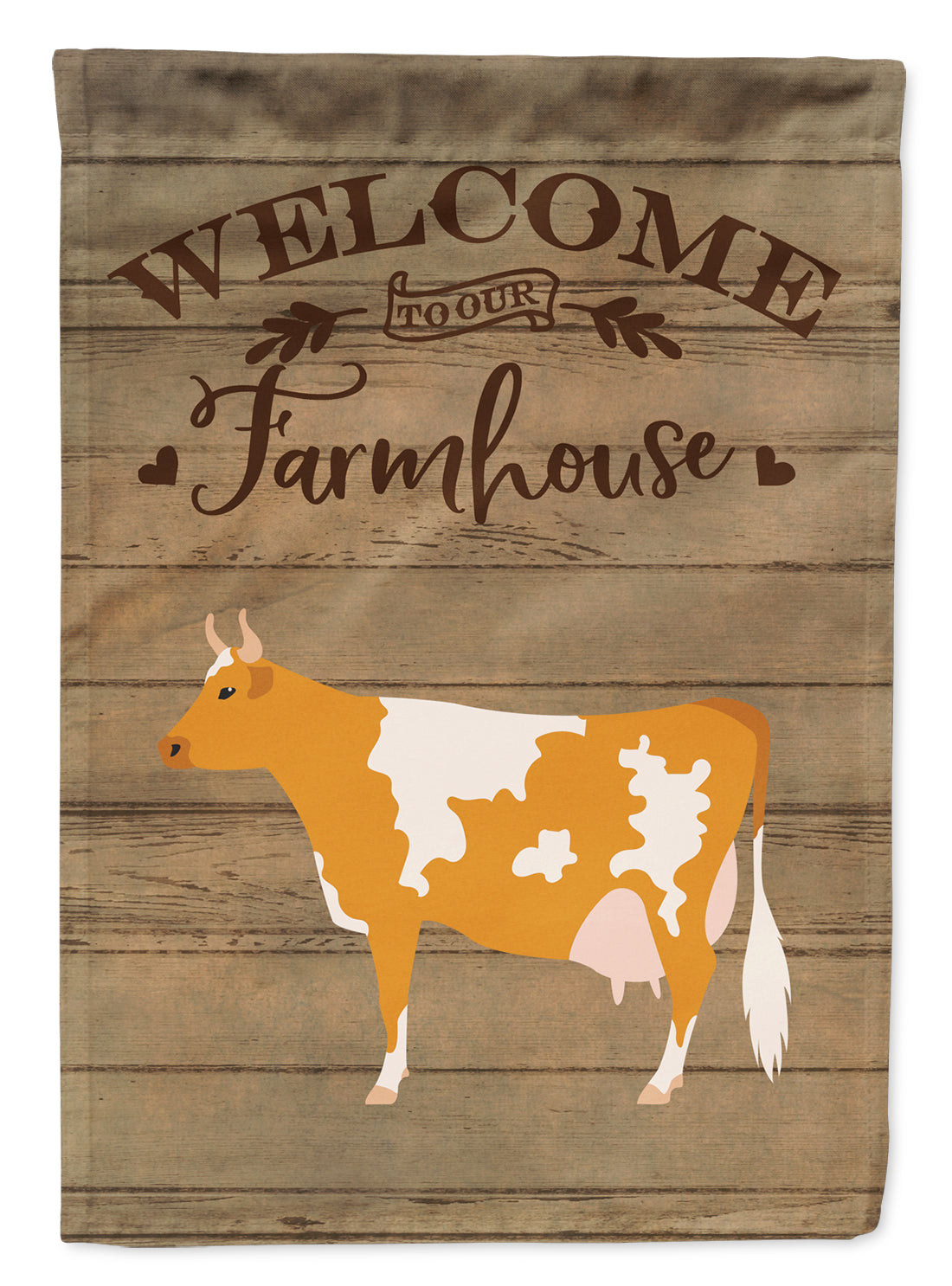 Guernsey Cow Welcome House Flag 28x40 Porch Sleeve Pole Decorative Outside Yard Banner Artwork Wall Hanging, Polyester