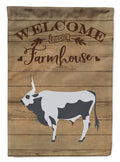 Hungarian Grey Steppe Cow Welcome House Flag 28x40 Porch Sleeve Pole Decorative Outside Yard Banner Artwork Wall Hanging, Polyester