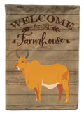 Zebu Indicine Cow Welcome House Flag 28x40 Porch Sleeve Pole Decorative Outside Yard Banner Artwork Wall Hanging, Polyester