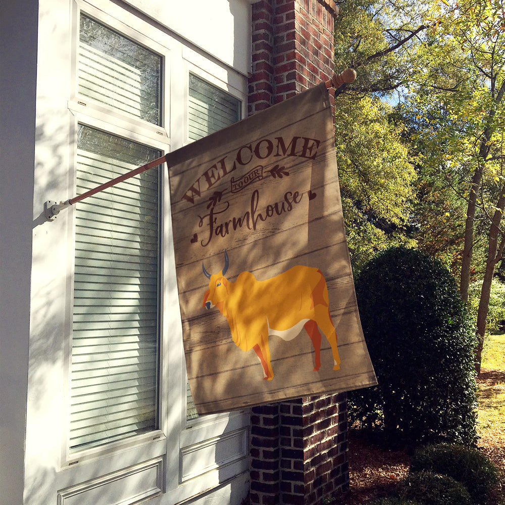 Zebu Indicine Cow Welcome House Flag 28x40 Porch Sleeve Pole Decorative Outside Yard Banner Artwork Wall Hanging, Polyester