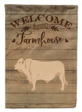 Charolais Cow Welcome House Flag 28x40 Porch Sleeve Pole Decorative Outside Yard Banner Artwork Wall Hanging, Polyester